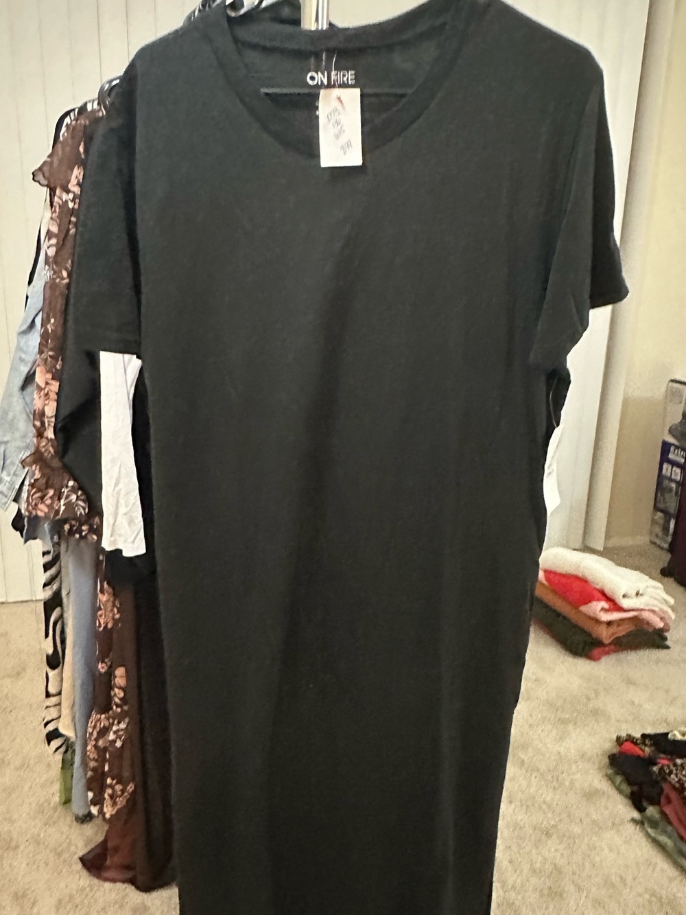 On Fire Black Short-Sleeve Maxi Tee Dress